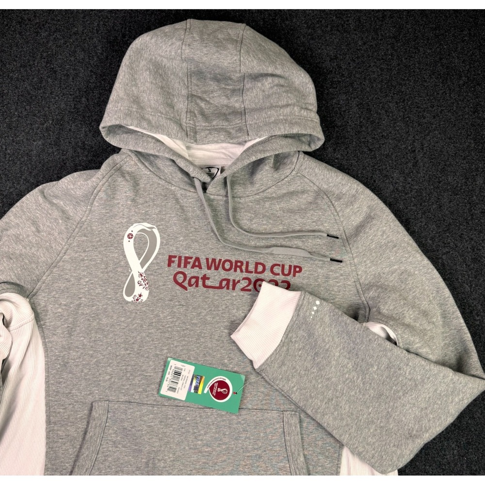 FIFA World Cup 22' Qatar Mens XXL Hooded Sweatshirt Hoodie Soccer Futbol Grey